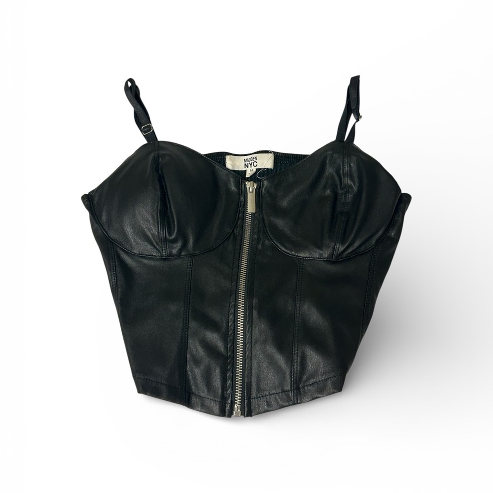 Black Leather Bustier Top
